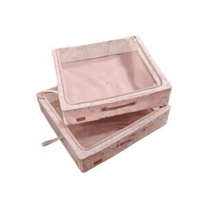 Periea 2-Piece Large Slim Storage Boxes with Gliders Blush Blossom